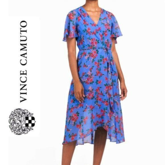 Vince Camuto Dresses & Skirts - NWT VINCE CAMUTO Chiffon Floral Wrap Midi Dress